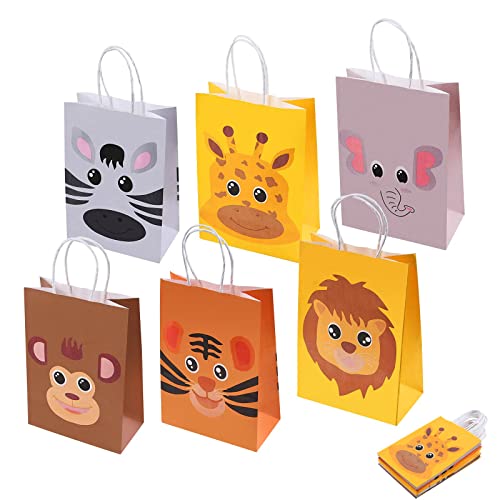 18 Piece Jungle Party Bags, Animal Gift Bags Candy Paper Bags voor kinderen met voor Halloween Kerstmis Kids verjaardagsfeest voor baby's - 21x15x8cm