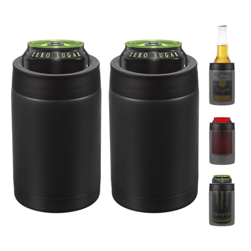 Slim Can Cooler, 2 stuks 12oz Skinny Kan geïsoleerd bier sleeve Drink houder voor bier soda koffie reguliere bussen en flessen, zwart