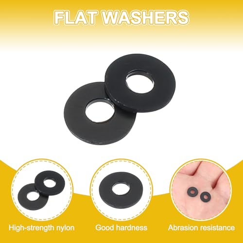 M3 Nylon Platte Afdichtingen, 120 st 3mm ID 8mm OD 1mm Dikke Plastic Afdichtingen Platte Ronde Afdichtingen Afdichtingen Vervanging, Zwart 3