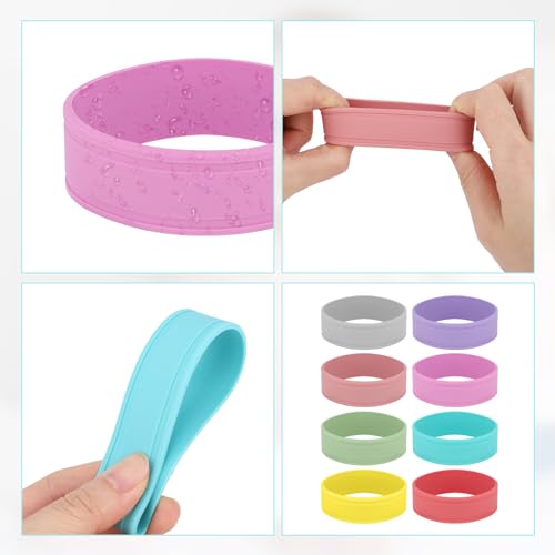 8 stuks Siliconen Baby Fles Labels, Multicolor Herbruikbare anti-slip flesbandjes Praktische etiketten voor verpleegkundigen om naam en datum te schrijven 5