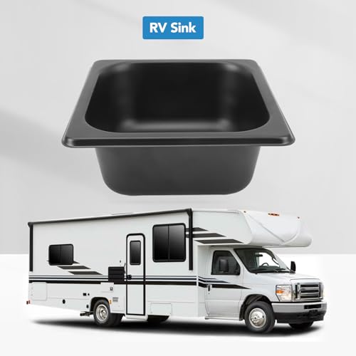 Roestvrij staal aanrecht, RV aanrecht 175 X 160 X 70 Mm RV aanrecht 304 Roestvrij staal Zwarte gegalvaniseerde drop-in bar aanrecht voor boot caravan, zwart, drop-in 3
