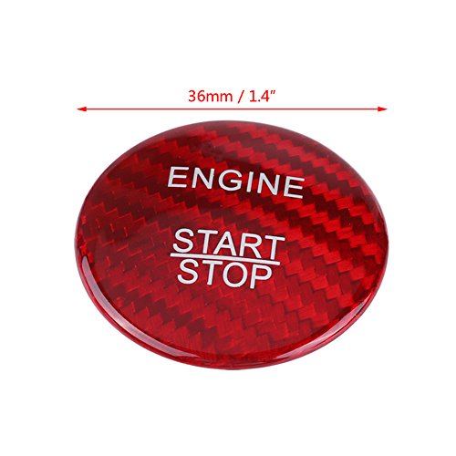 Auto Motor Startknop Beschermer, Carbon Fiber Engine Startknop Stickers Trim Interieur Decoratio voor Ben_z ABC GLC GLA CLA ML GL Klasse W176 W246 W205 X253 X156 C117 (Rood) 3