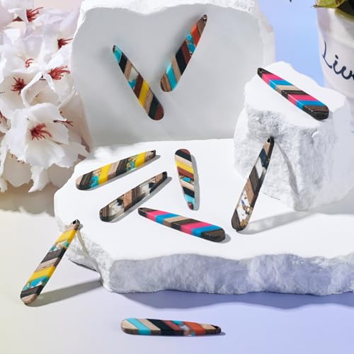 Hars Walnut Wood Bedels voor oorbellen ketting hangers Hars houten stukken Charm sieraden maken, Hars Hout 3