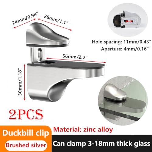 2 st Glazen Plankhouders, Glazen Plank, Wandmontage, Verstelbare Glazen Plankhouder, Zinklegering, Glashouder voor 3-18mm Dik glas