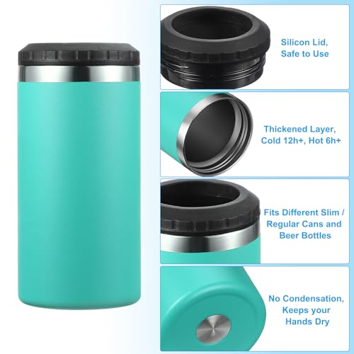 Slim Can Cooler, 16oz Skinny kan geïsoleerd bier Sleeve Drinkhouder voor bier Soda koffie gewone blikken en flessen, Mint Green 4