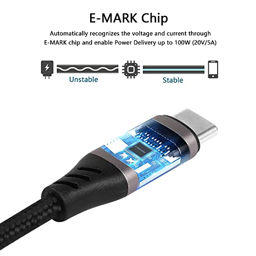 100W USB-C naar USB-C snelle voedingskabel, ondersteunt tot 5A 20V met DC4017 conversiekop, 5V 9V 12V, kan het vermogen tot 65W verminderen (kabel met DC 4017)