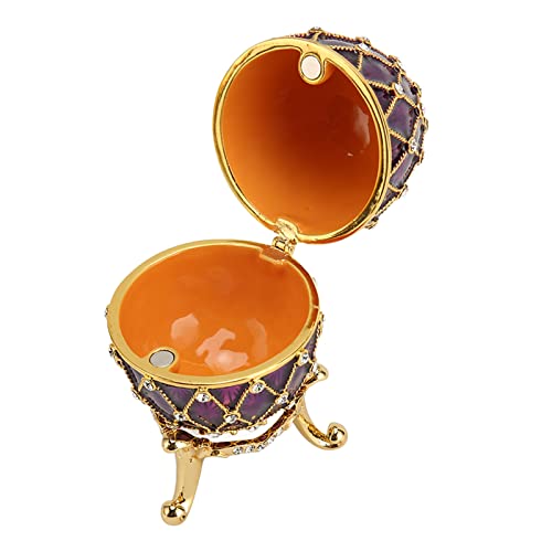 Trinket Box Faberge Egg Geëmailleerd sieraden doos, Faberge Egg sieraden dozen Cadeau voor Home Decor, Klassieke ornamenten Metaal Ambacht Cadeau voor Home Decor, Paars, elegant