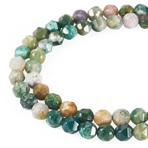 2 Strands Natuurlijke Indiase Agaat kralen 8mm Facet Ronde Edelsteen Stone Losse kralen onderdelen voor DIY armband ketting oorbellen sieraden maken