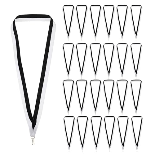 Award Neck Ribbons met Click Clips, 66 stuks Polyester Medal Lanyards Blank Award Ribbon voor Competition Performance Sport Party Black/White