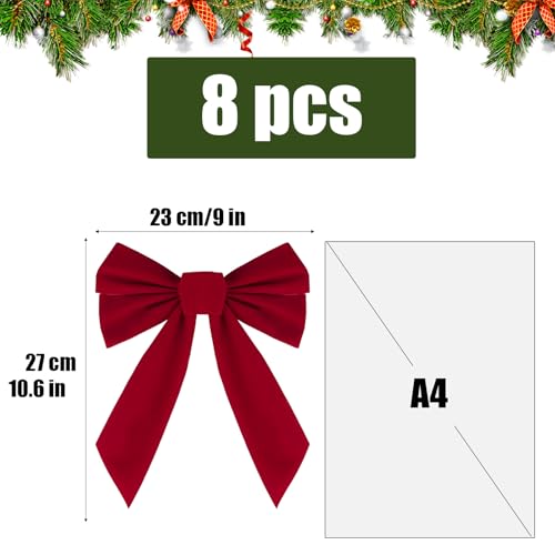 8 stuks Kerstballen 23x27cm Grote Rode Deur Bows Kerstboom Ornamenten Kerstkransen Bows voor Gift Wrapping Holiday Party Decor