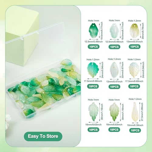 Lampwork Glasblad Charms Boom Bladeren Hangers Crystal Glasblad Bangling Charms Kralen voor DIY Crafts Armbanden Kettingen oorbellen sieraden maken 3