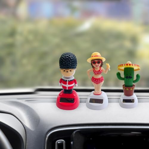 Zonnefiguur Wobble hoofd figuur, auto grappige Cactus Sun figuur Dashboard ornament zon dans speelgoed auto speelgoed Hula Meisje Solar Wobble figuur, Ideaal voor