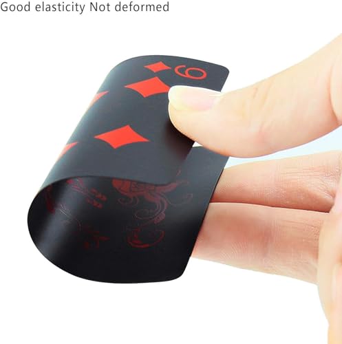 54 stuks Poker speelkaarten Black Deck of Poker Card met rozenpatroon en bloemenondersteuning, Classic Magic Tricks Tool - Super waterdicht PVC Kaarten 3