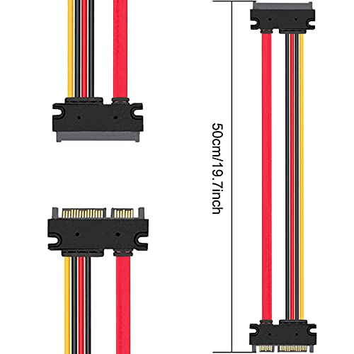 4 Pack 22 Pin (7+15) SATA Data and Power Combo Extension Cable, 22 Pin (7+15) Sata Man naar vrouw harde schijf kabel voor HDD SDD optische schijf 50cm 20-inch 5