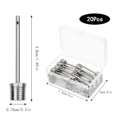 20 st. Ball Pump Naalden, Roestvrij stalen opblaasnaald met zijgat, Draagbare opblaasbare pomp voor Basketbal, Voetbal, Sportballen