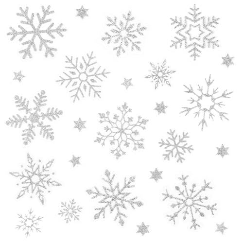 225 stuks Silver Snowflake Stickers Zelfklevende Star Sticker Kerst Transparant Ideale labels voor kaarten maken Scrapbook Holiday Envelope Seal