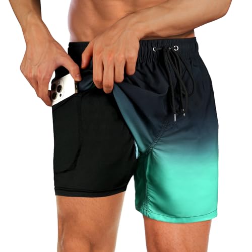 Zwemwagens voor heren, Compressie Zwemwagens, 2-in-1 Board Shorts met Pockets, Quick-Drying Surf Board Shorts