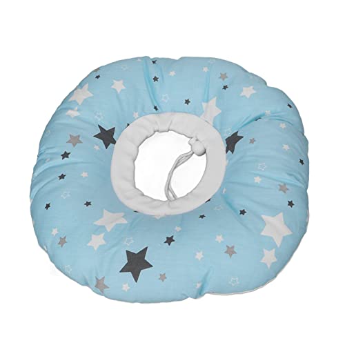 Piercing kussen voor zijsleepers, lichtblauwe ster patroon donut kussen ronde katoen piercing kussen met oorgat voor oorpijn Sores Relief