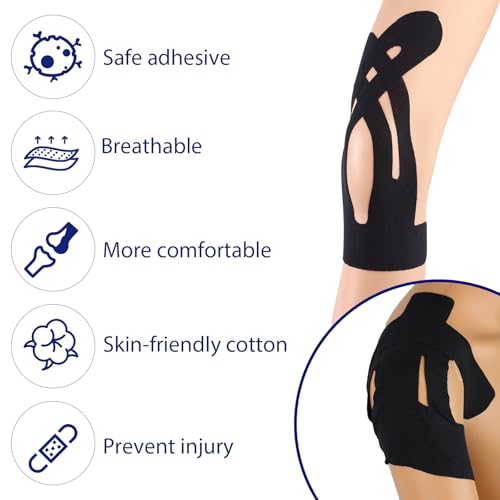16st Pre-Cut Kinesiology Tape for Knees, Ademende elastische Latex Gratis Atletische Spierstickers voor ondersteuning schouder stabiliteit knie in sport (2 stijlen) 4