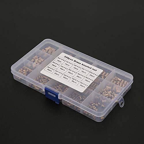 330 stuks Messing draad invoegt, Insluiten Nuts Kit met Transparante Plastic Box, Knurled Nuts Set voor 3D Printing Nut
