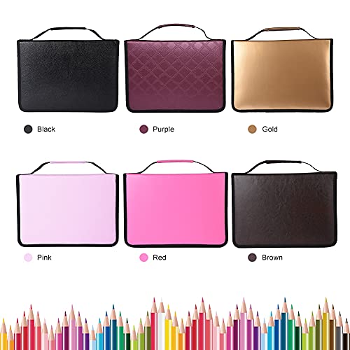 150 Compartiments grote capaciteit PU leren vouw behuizing met draaghandvat, Goud, modern 4