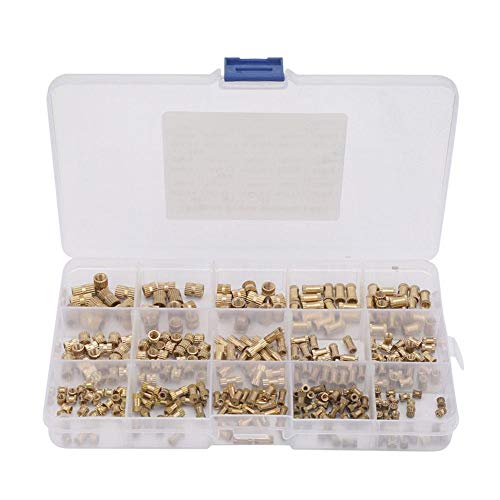 330 stuks Messing draad invoegt, Insluiten Nuts Kit met Transparante Plastic Box, Knurled Nuts Set voor 3D Printing Nut