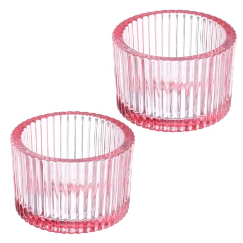 2Stuks Theelichte Kaarshouder, Theelichte Kaarshouder Glazen Votive Kaarsenstokjes Glazen Kaarsenstokjes voor Tafel Centerpiece Decor Bruiloft Dinner Party, Roze