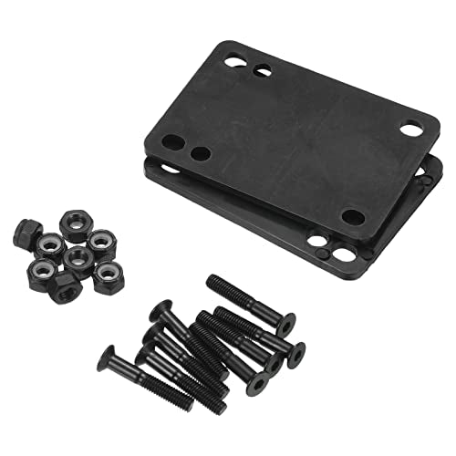 Skateboard Riser Pads Schroeven set, 2st 3mm Longboard Shock Rise Pad met bevestiging Schroeven Noten Hardware Reparatie Kit voor Cruiser, Zwart