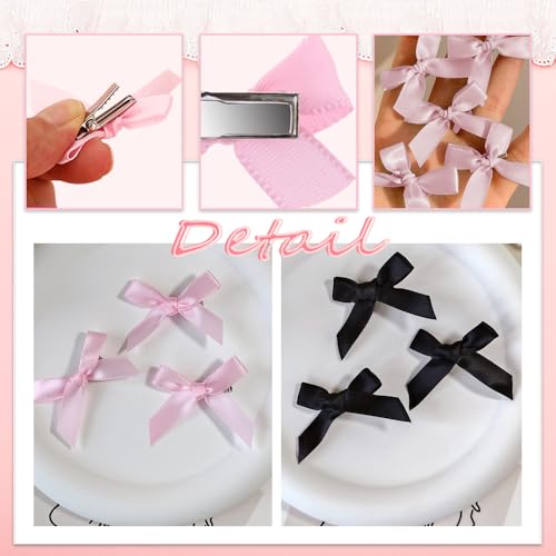 40st boeg hair clips met lange zijdeachtige satijn mini boeg barrettes metalen barrettes haar accessoires grosgrain lint bogen ambachtelijke bogen haarclips bogen 3