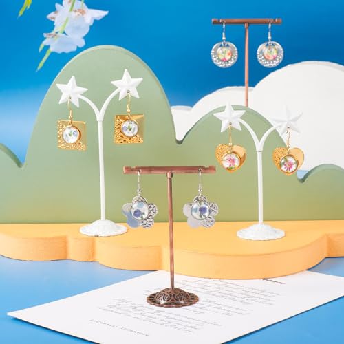 20 Sets Roestvrij Stalen oorbel Bezel Ronde Vierkante Hart Omlijsting Trays 12mm Glasheldere Cabochons voor oorbellen ambachtelijke sieraden maken DIY vrouwen accessoire decoratie