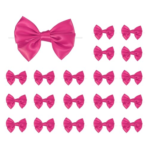 24 Stuks Cadeauverpakking Ribbon Bows 3,5 Inch Satin Ribbon Bow met Twist Sticks voor ambachten, Treat Bag, Bruidsdouche, Thanksgiving bruiloft decoratie, Rose Red