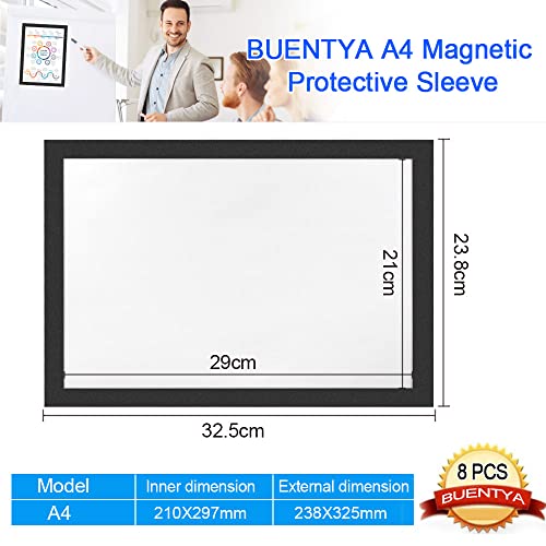 Verpakking van 6 magnetische frames A4 Info Frames Zelf-Adhesive Sheet Houder Magneet Bag Informatie Lijst Zwarte Poster Frame Magnetische Documenthouder Transparante Info Bag Poster Houder voor Windows