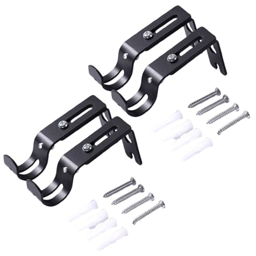 4Stuks metalen gordijn Rod houders, gordijn Rod houder, muur gordijn Rod houders, voor gordijn Rods, Slaapkamer, Badkamer(Zwart)