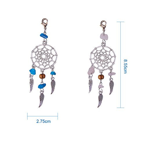 30 st Legering Droom Catcher Droom Catcher Charms Hangers met Veer Tassels Fluoriet kralen Ingelegd Retro sieraden voor vrouwen sieraden maken, Legering staal, Created Pearl