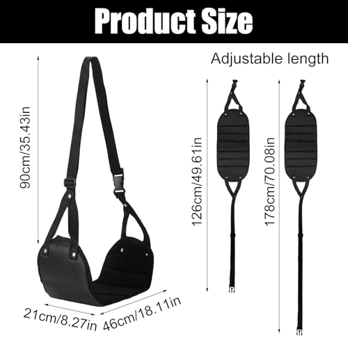 Voethangmat voor vliegtuigen, geavanceerde schuimvliegtuigen, draagbare reisvoetsteun, hoogte verstelbaar, 60-90 cm, voetsteun, vliegtuig, hangmat voor kantoor, vliegtuig, auto, trein (zwart)