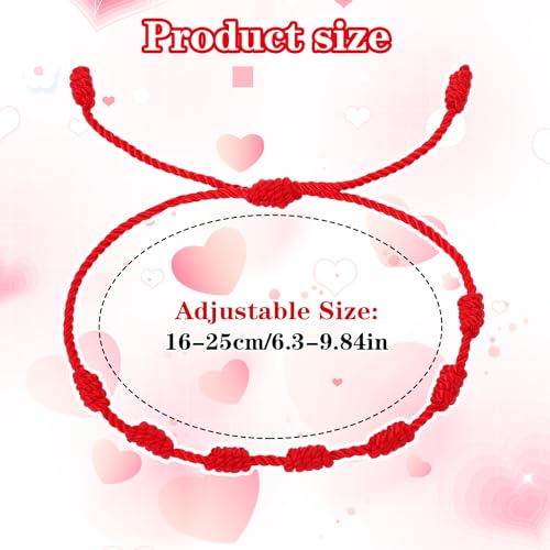 12 stuks rode koord armbanden, verstelbaar 7 knopen, rode koord armband, bescherming, geluksarmband, knoopketting, gevlochten armband, amulet, enkelketting voor bescherming, zegeningen 4