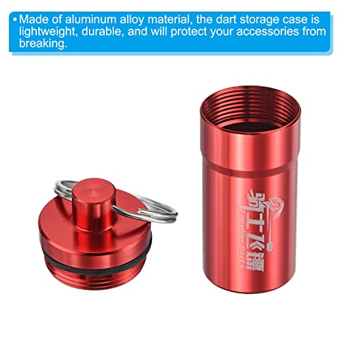 Draagbare Dart Accessoires Opbergdoos, Aluminium Dart Zachte Tips Opbergdoos met sleutelhanger voor Dart Flight Beschermers, O-ringen, Rood 5