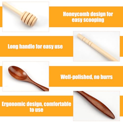 8 stuks honinglepel hout, honingroerder, honinglepel, honinglepel, honinglepel, honinglepel, honinglepel, honinglepel, honinglepel, honinglepel, honinglepel, honinglepel, honinglepel, voor het schoffelen en roeren van honing 3