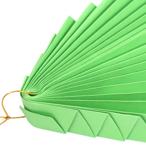 Set van 9 Green Paper Fans - Hang Paper Leaf Garland Decoratie voor verjaardagen, bruiloften, afstuderen en partijen - Feestelijk Groenboek Ventilatordecoraties 4