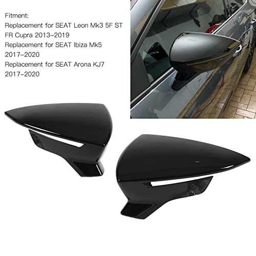 2 st. Rearview Mirror Stripe Cover Trim Side Wing Mirror Caps Vervanging van Leon Mk3 5F ST FR Cupra 2013 2014 2015 2016 2017 2018 2019(Shiny Black)