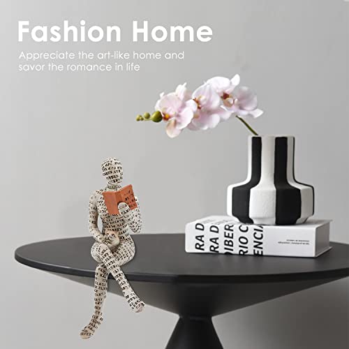 Het lezen van vrouw Figurine, figuur beeldhouwkunst, gesneden hand geschilderd figuur, eenvoudige figuur ornament Gepersonaliseerde bureaublad decoratieve ambachten, boekshelf ornamenten voor thuis (B)