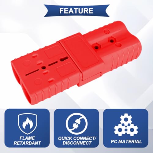 Verpakking van 4 50A Battery Connector Quick Connector/Separation 600V 6-12 Gauge Fire Retardant Red/Grey Connector met Rubber Seal stofdichte dop 3