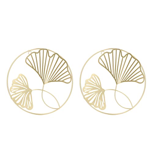 2 stuks Gold Wall Decor, 3D Stereo Ginkgo Bladeren Wall Decor, Minimalistisch Modern Decor Metal Home Hang Wall Art, voor Hedendaagse, Slaapkamer, Woonkamer