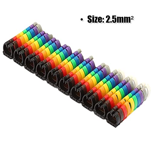 Kabellabel, digitaal clip gecodeerd etiket met 0~9 cijfers, gekleurde plastic kabelmarkering, type C, druppelvrij (2,5 mm2, 100 stuks) 3