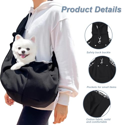 Laadvermogen 7,5 kg hondenslinger, kattenslinger met haken en zijzakken, zwarte hondentas, voor het meenemen van huisdieren naar het park, wandelen of winkelen 3
