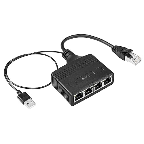 Gigabit RJ45 Network Splitter Adapter, 1 tot 4 ethernet Splitter, 1000Mbps High Speed LAN Network Splitter, 4 apparaten Deel het internet op dezelfde tijd (1 tot 4 mannelijke Gigabit)