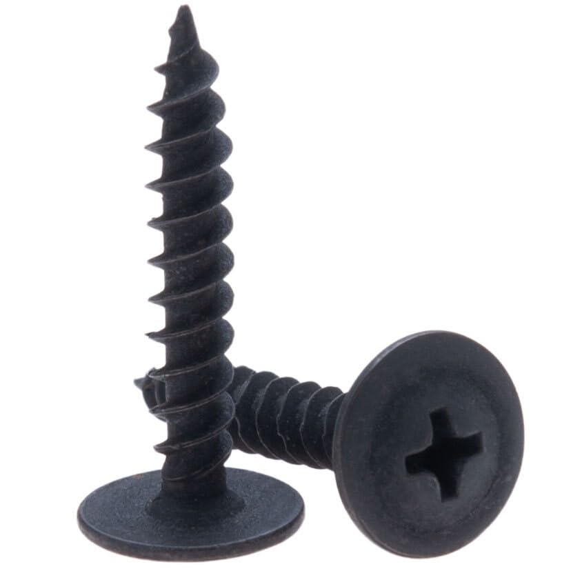 4.2mm x 25mm Wafer Head Self Tapping Screw, Black Fosfate, Modified Truss Head Carbon Steel Screws, Fine Thread Phillips Drive, Pozi Flange Head voor plaatmetaal, gipsplaten en hout (50st)