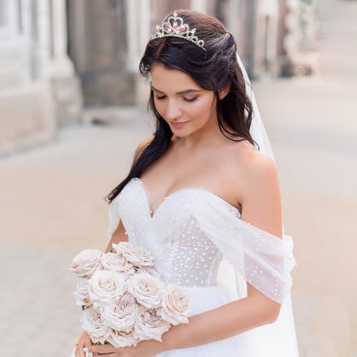 AUZUO Princess Crown Tiara, Crystal Tiaras voor vrouwen Pageant Crown Rhinestone Headband Pink Crystal Tiara Haar Accessoires voor vrouwen verjaardag bruiloft Halloween Party Kerstcadeaus