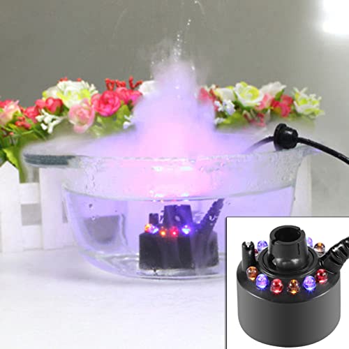 Mist Maker, Nebler, Ultrasound Mist Maker 1pc 12Led kleurrijke Mist Maker voor fountain vijver met Power Adapter 110 240V US Plug, Eenvoudig 4