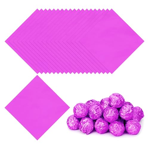 Foil Candy Wraps 15 x 5 inch, 100 Stuks Vierkant glanzend aluminium Foil Candy Wraping Paper voor DIY chocolade snoep verpakking decoratie, licht paars